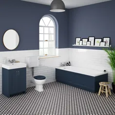 Chatsworth Blue Bathroom Suite Inc. 1700 x 700 حمام با پانل |  ویکتوریا لوله کشی انگلستان