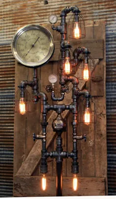 Steampunk صنعتی / سنج آنتیک بخار / چرخ دنده / سنت لوئیس / چراغ طبقه # 1872