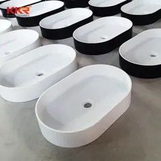 سینک ظرفشویی سنگ جامد سطح جامد رومیزی سفید و سیاه