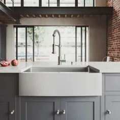سینک ظرفشویی آشپزخانه استیل ضد زنگ VIGO Bedford و مجموعه شیر ادیسون ، خاکستری
