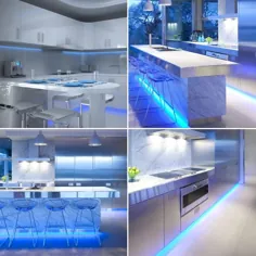 مجموعه چراغ روشنایی آشپزخانه آبی زیر کابینت / تلویزیون پلاسما