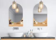دکوراسیون دو نفره: 20 آینه زرق و برق دار با قفسه ها و قلاب ها