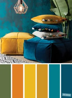 الهام از رنگ: مس + سبز + خردل + طاووس و گل مینا - پالت رنگی # 27