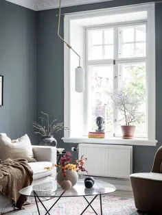خانه ای سوئدی با زیبا ترین دیوارهای آبی خاکی