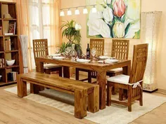 خرید ست میز ناهار خوری چوبی شیک ست مبلمان نیمکت صندلی برای خانه مدرن - ترکیب خود را انتخاب کنید