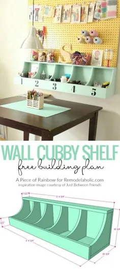 قفسه Cubby دیواری زیبا DIY - نقشه ساختمانی رایگان