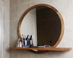 آینه گرد برای حمام / آینه دایره چوبی / دکوراسیون دیوار آینه / آینه حمام / دست ساز در تولدو توسط مبلمان دوالنتی