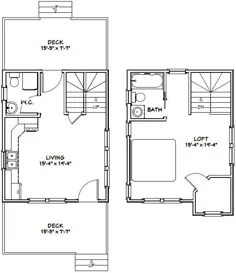 خانه 16x20 خانه 1 خوابه 1.5 حمام 586 فوت مربع طبقه PDF |  اتسی