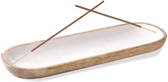 نگهدارنده بخور Folkulture یا نگهدارنده استیک Insense ، مشعل مدرن Insence Burn برای چوب یا Ash Catcher برای دکوراسیون منزل ، سینی بخور چوبی دست ساز چوبی برای چوب ، چوب انبه ، 12 اینچ 4 اینچ ، سفید