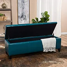 Christopher Knight Home Glouster PU Storage Ottoman، Teal