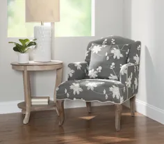 صندلی و بالش بازوی گلدار Linon ، پارچه خاکستری ، قد صندلی 18 اینچ - Walmart.com
