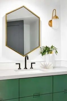 دستشویی سبز زمردی با شیر آب نارگیل مشکی مات - معاصر - حمام
