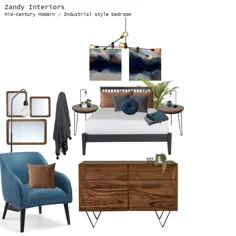 تابلوی خلق و خوی طراحی داخلی اتاق خواب مدرن / صنعتی میانه قرن توسط Zandy Interiors
