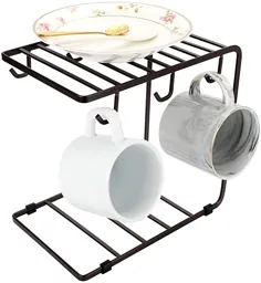 پایه نگهدارنده لیوان فلزی JuxYes 6 Hooks برای پیشخوان ، لیوان قهوه لیوان لیوان ذخیره سازی لیوان لیوان لیوان خشک کن ردیف برای کابینت پیشخوان آشپزخانه