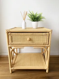 میز کنار تخت یک کشو Breeze Flores Natural Rattan