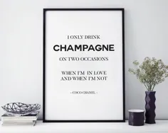 I Only Drink Champagne Wall Art Champagne Sign Champagne |  اتسی