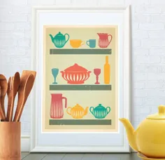 پوستر دیواری آشپزخانه Foodie Gift Retro Decor بهترین |  اتسی