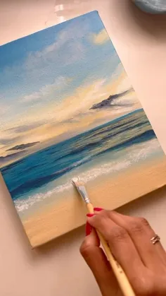 نقاشی ابر و دریا در طلوع یا غروب