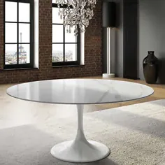 میز کوارتز جامد گرد ارکیده سفید