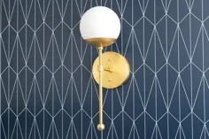 Globe Sconce - Brushed Nickel - Opal Globe - Globe Wall Wall - Wall Sconces - Light Hallway - Modern Sconce Light - مدل شماره 1048