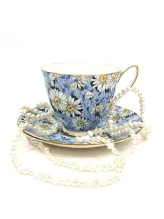 فنجان چای شلی و فنجان آبی نعلبکی آبی دیزی Chintz یورك |  اتسی