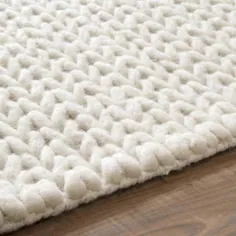 کابل NuLOOM Chunky Woolen Off-White 5 ft. Square Rug-CB01-S505 - The Home Depot