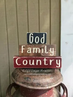 بلوک چوبی Country Family Country Sign Decor Country Decor Home |  اتسی