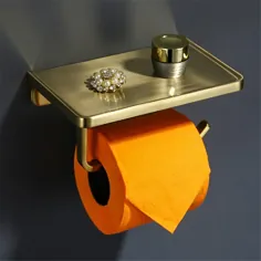 نگهدارنده رول توالت حمام طلایی شیک و پلاستیکی طلای رنگ شده با صفحه طلایی C