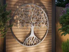 Tree of Life Outdoor Metal Wall Art، Large Tree Tree Wall Art، دکوراسیون مدرن در فضای باز،