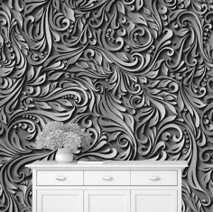 تصاویر پس زمینه گل خاکستری خاکستری 3D  لوکس |  اتسی