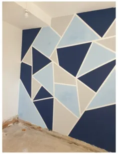 هندسی رنگ دیوار اتاق خواب آبی