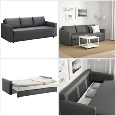 مبل تختخوابی سه نفره Ikea Friheten ، خاکستری تیره Skiftebo