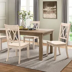 صندلی های ناهار خوری کراس کراس سفید ، مجموعه ای از 2