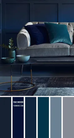 رنگ آمیزی اتاق نشیمن آبی و خاکستری |  ایده های دکوراسیون اتاق نشیمن