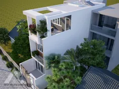 طراحی خانه شهری با مساحت 5x20، 2 طبقه و تراس، سبک مدرن