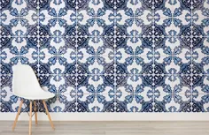 کاغذ دیواری کاشی پرتغالی آبی و سیاه |  هوویا انگلستان