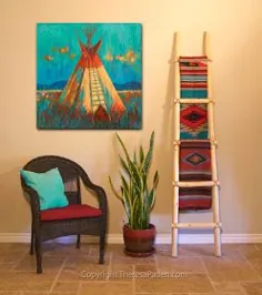 نقاشی TeePee هندی بومی آمریکا توسط ترزا پادن