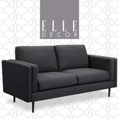 مبل راحتی اتاق نشیمن Elle Decor Simone ، صندلی عاشقانه پارچه ای مدرن در اواسط قرن ، برای فضای کوچک ، 73 اینچ ، مخمل Onyx