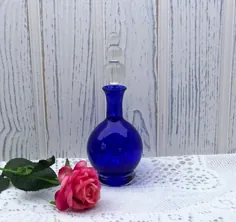شیشه عطر پرنعمت دست شیشه ای آبی کبالت چرخشی |  اتسی