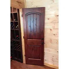 Krosswood Doors 30 in x 80 in. Knotty Alder 2 Panel Top Rail Arch with V-Groove Solid Wood Core Wood Door-KA.121V.26.68.138 - The Home Depot