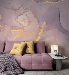 Golden Look Veins Abstract Background Purple and Pink Texture Background Wallpaper Self Adhesive Peel & Stick Wall Sticker Wall Removable
