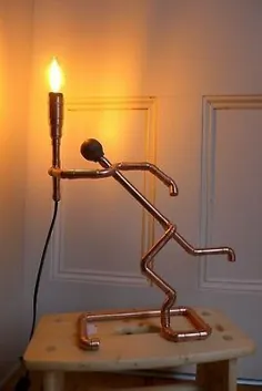 طرح لامپ رومیزی مرد مسی کلبه دست ساز کلبه خانگی انبار مزرعه میخانه loft art HQ P3 |  eBay