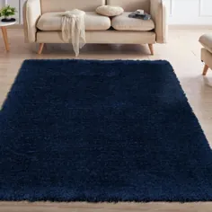 Osmananson Pure Fuzzy Flokati Navy 5 ft. x 7 ft. Faux Sheepsskin Indoor Kids Rug-FFR1006-5X7 - The Home Depot
