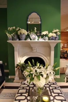 گلدان های چینی آبی و سفید و شیشه های زنجبیل |  رانده شده توسط دکور
