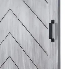 ReliaBilt 36 in x 84-in Satin Nickel Grey Stain Herringbone Prefinished Wood Wood Single Barn Door (شامل سخت افزار) Lowes.com