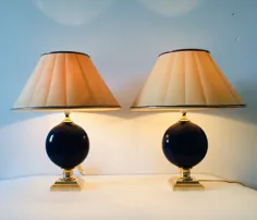 مجموعه Hollywood Style Regency از 2 لامپ رومیزی طرح سنگ آبی ساخته Maison Le Dauphin ، دهه 1970 |  # 132585