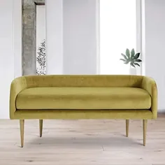 نیمکت مبل روفرشی مدرن با پایه های چوبی زیر بغل برای نشیمن صندلی صندلی نشیمن اتاق 915 (رنگ: زرد)