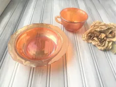 لیوان و کاسه شیشه کارناوال / شیشه کارناوال شیک / نارنجی |  اتسی