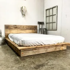 تختخواب سکوی Ol 'Weattered Plank Low Pro Rustic Modern |  اتسی