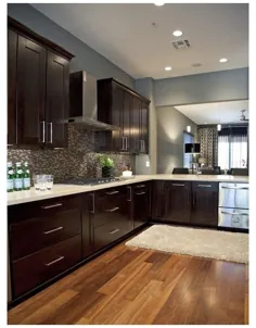 قهوه ای تیره کابینت آشپزخانه رنگ دیوار اسپرسو
